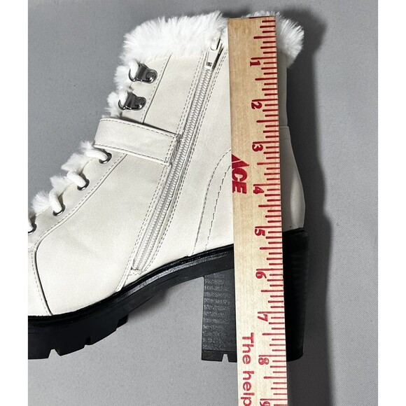 Espirit Leather Blend Chunky Zip Lace Up Boots Faux Fur Trim Sz 8.5 M - Picture 7 of 10